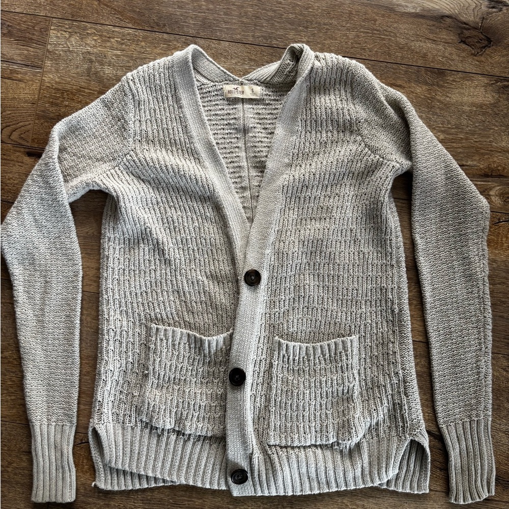 Hollister Tan Chunky Knit Cardigan Sweater